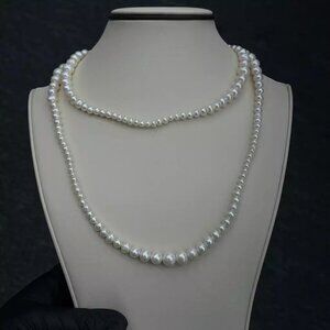 Graduated Freshwater Pearl Beaded Necklace 925 Sterling Silver | 36”L